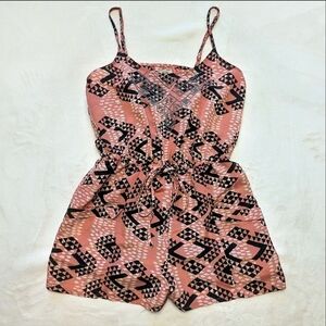 Stylish Pink Patterned Women's Romper